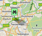 Click for map of Twickenham hotels